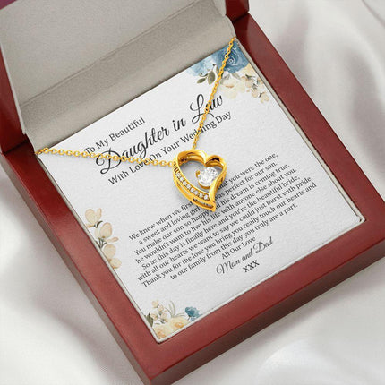 Daughter In Law - Mom And Dad - On Your Wedding Day - Forever Love Necklace - Charming Present