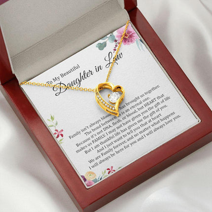 Daughter In Law - Heart That Makes Us Family - Forever Love Necklace - Charming Present