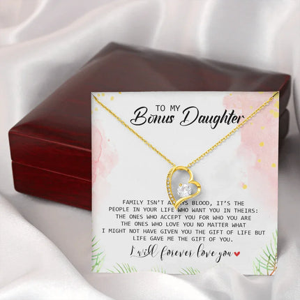 To My Bonus Daughter - I Will Forever Love You - Forever Love Necklace SO183T - Charming Present