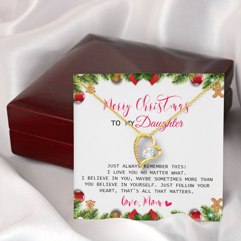 Daughter Mom - Merry Christmas - Forever Love Necklace
