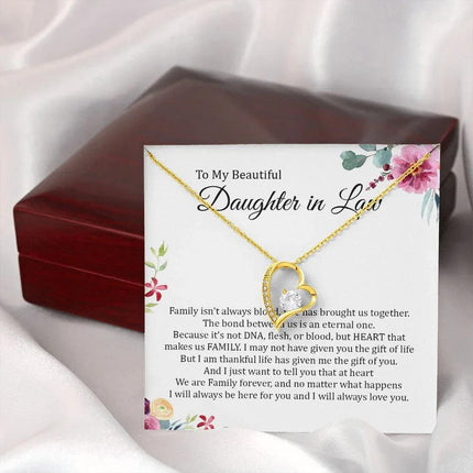 Daughter In Law - Heart That Makes Us Family - Forever Love Necklace - Charming Present