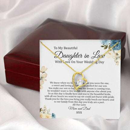 Daughter In Law - Mom And Dad - On Your Wedding Day - Forever Love Necklace - Charming Present