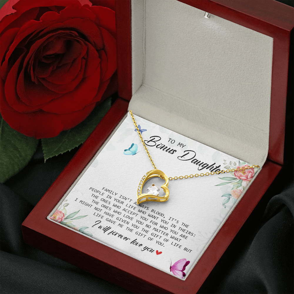 To My Bonus Daughter - I Will Forever Love You - Forever Love Necklace SO166V