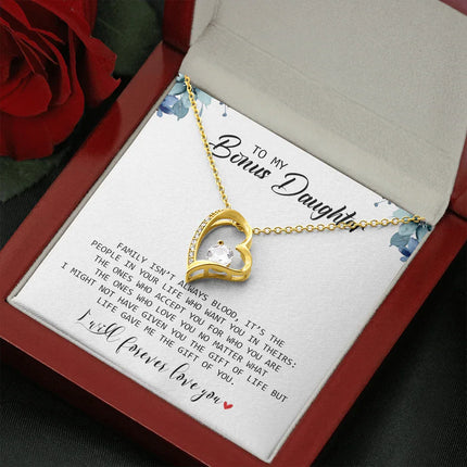 To My Bonus Daughter - I Will Forever Love You - Forever Love Necklace SO155T - Charming Present