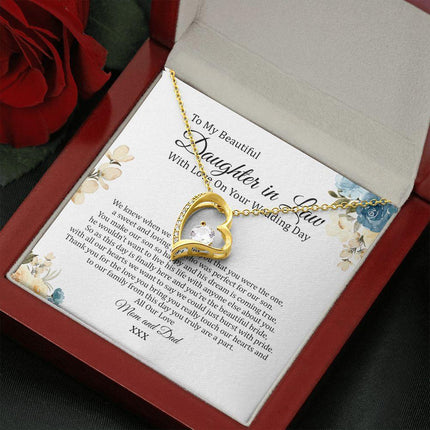 Daughter In Law - Mom And Dad - On Your Wedding Day - Forever Love Necklace - Charming Present