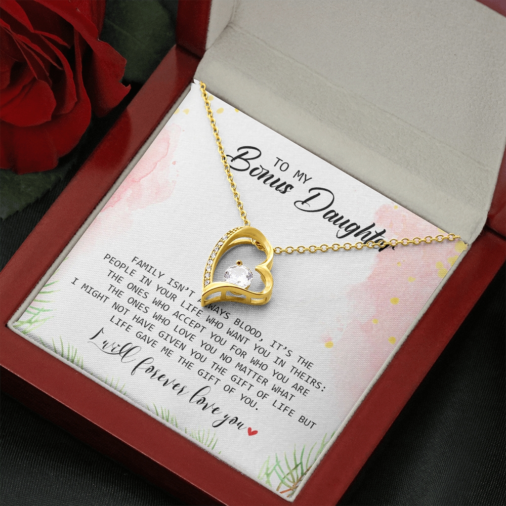To My Bonus Daughter - I Will Forever Love You - Forever Love Necklace SO183T