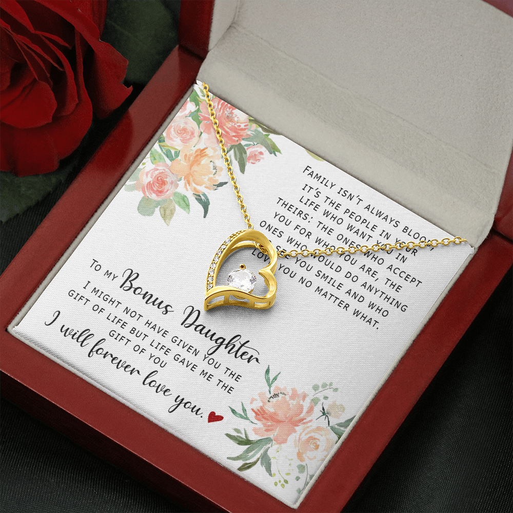 To My Bonus Daughter - I Will Forever Love You - Forever Love Necklace SO165V