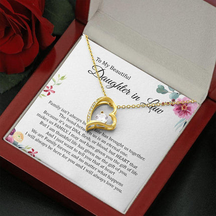Daughter In Law - Heart That Makes Us Family - Forever Love Necklace - Charming Present