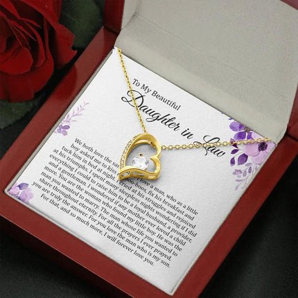 To My Beautiful Daughter In Law - I Will Forever Love You - Forever Love Necklace SO180T - Charming Present