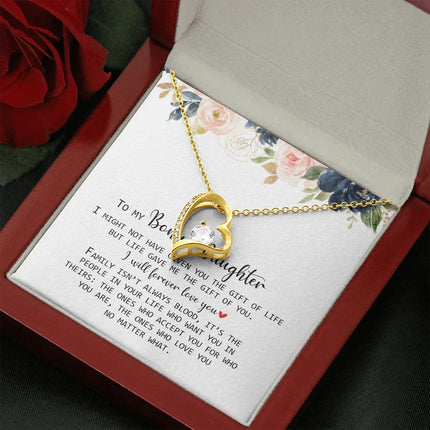 To My Bonus Daughter - Love You No Matter What - Forever Love Necklace SO168V - Charming Present