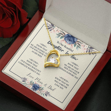 Daughter In Law - Mom And Dad - Forever Love Necklace - Charming Present