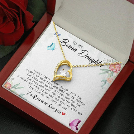 To My Bonus Daughter - I Will Forever Love You - Forever Love Necklace SO166V - Charming Present