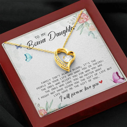 To My Bonus Daughter - I Will Forever Love You - Forever Love Necklace SO166V - Charming Present