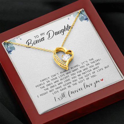 To My Bonus Daughter - I Will Forever Love You - Forever Love Necklace SO155T - Charming Present
