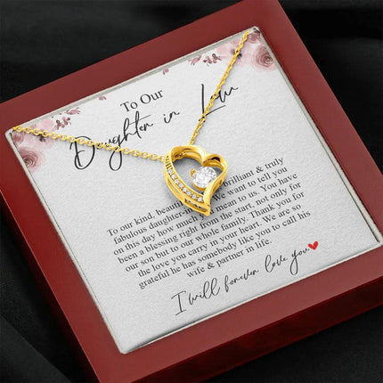To Our Daughter In Law - Thank You For The Love - Forever Love Necklace SO169T - Charming Present
