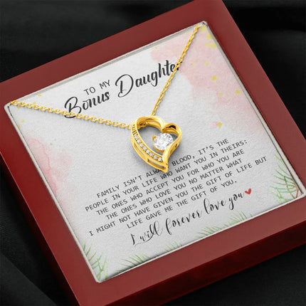 To My Bonus Daughter - I Will Forever Love You - Forever Love Necklace SO183T - Charming Present