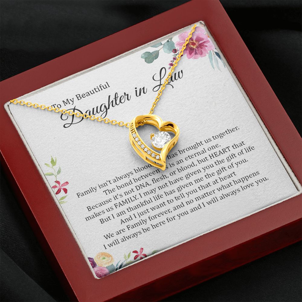 Daughter In Law - Heart That Makes Us Family - Forever Love Necklace