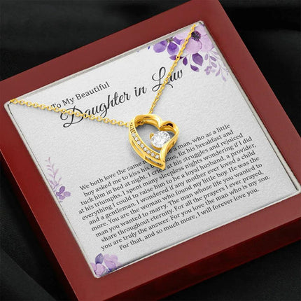 To My Beautiful Daughter In Law - I Will Forever Love You - Forever Love Necklace SO180T - Charming Present