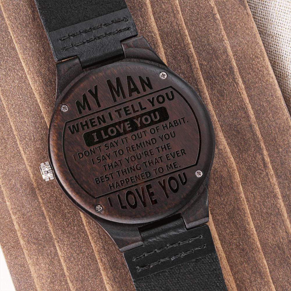 TO MY MAN - I LOVE YOU - WOOD WATCH TB06