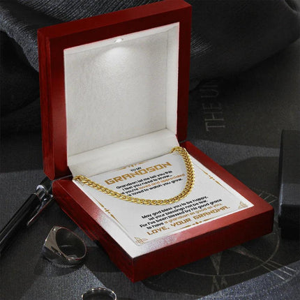 To My Grandson - May God Bless You To Be Happy - Cuban Link Chain SO122T - Charming Present