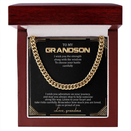To My Grandson - Remember How Much You Are Loved - Cuban Link Chain SO136T - Charming Present