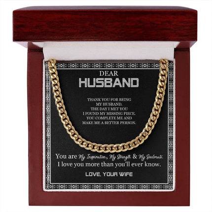 Dear Husband - Thank You For Being My Husband - Cuban Link Chain SO103T - Charming Present