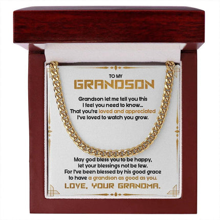 To My Grandson - May God Bless You To Be Happy - Cuban Link Chain SO122T - Charming Present