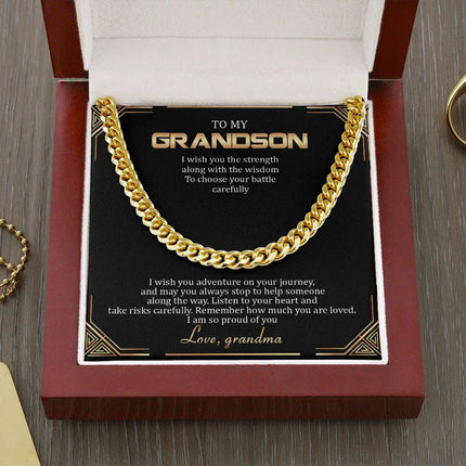 To My Grandson - Remember How Much You Are Loved - Cuban Link Chain SO136T - Charming Present