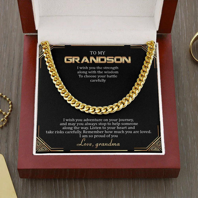 To My Grandson - Remember How Much You Are Loved - Cuban Link Chain SO136T - Charming Present