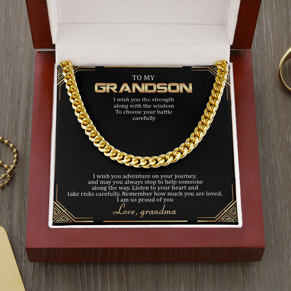 To My Grandson - Remember How Much You Are Loved - Cuban Link Chain SO136T