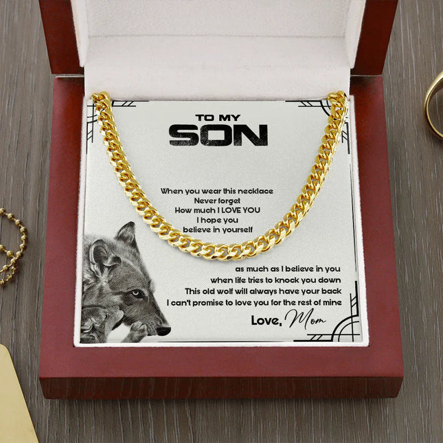 To My Son - This Old Wolf Will Always Have Your Back - Cuban Link ChainSO86T - Charming Present