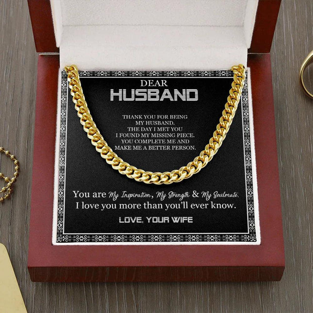 Dear Husband - Thank You For Being My Husband - Cuban Link Chain SO103T - Charming Present