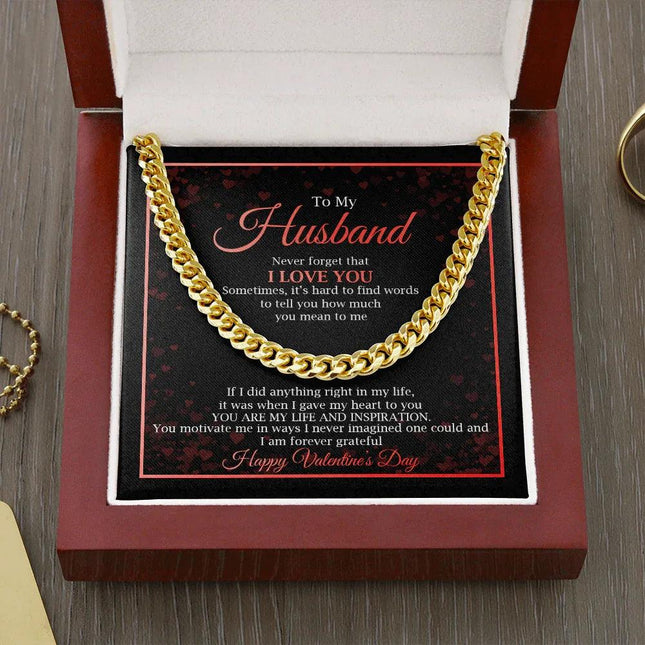 To My Husband - Happy Valentine's Day - Cuban Link Chain KT18 - Charming Present