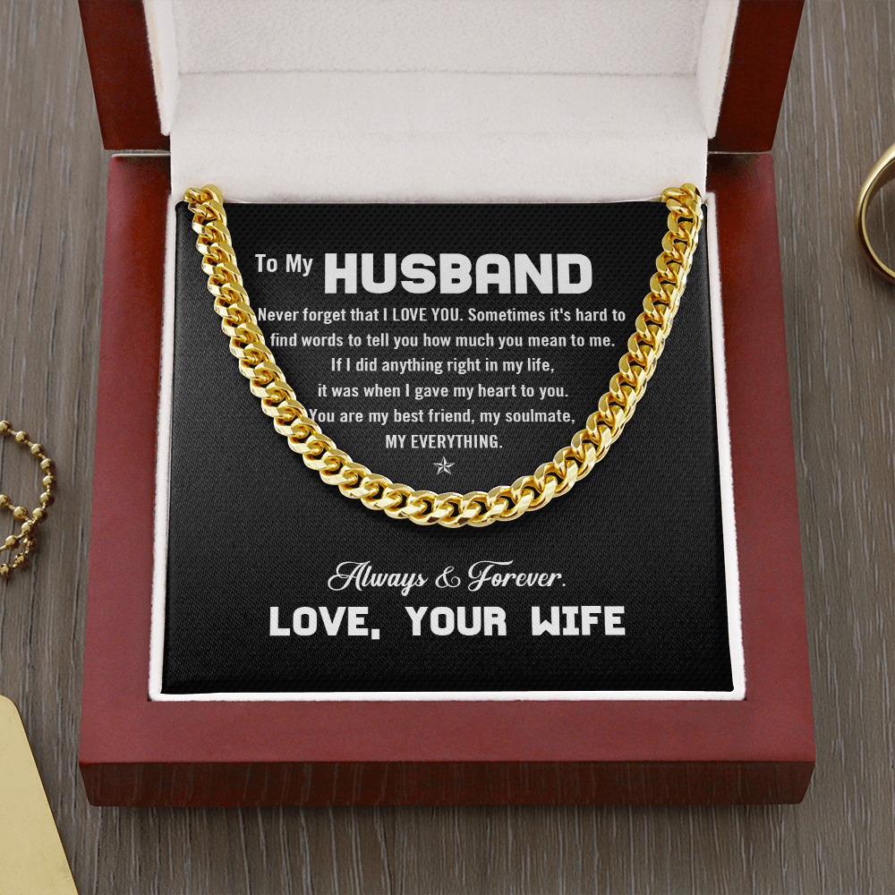 To My Husband - I Love You - Cuban Link Chain KT12