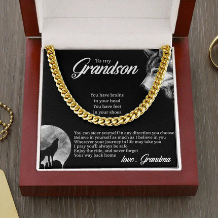 To My Grandson - Believe In Yourself As Much As I Believe In You - Cuban Link Chain SO132T - Charming Present
