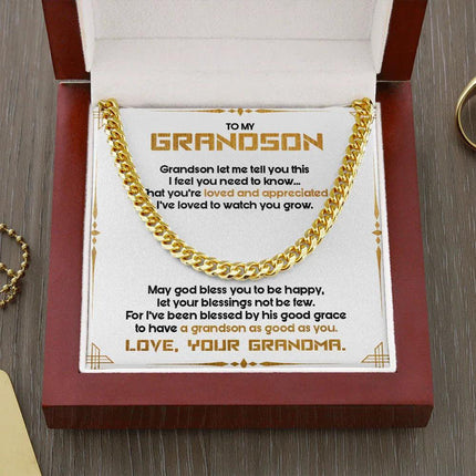 To My Grandson - May God Bless You To Be Happy - Cuban Link Chain SO122T - Charming Present