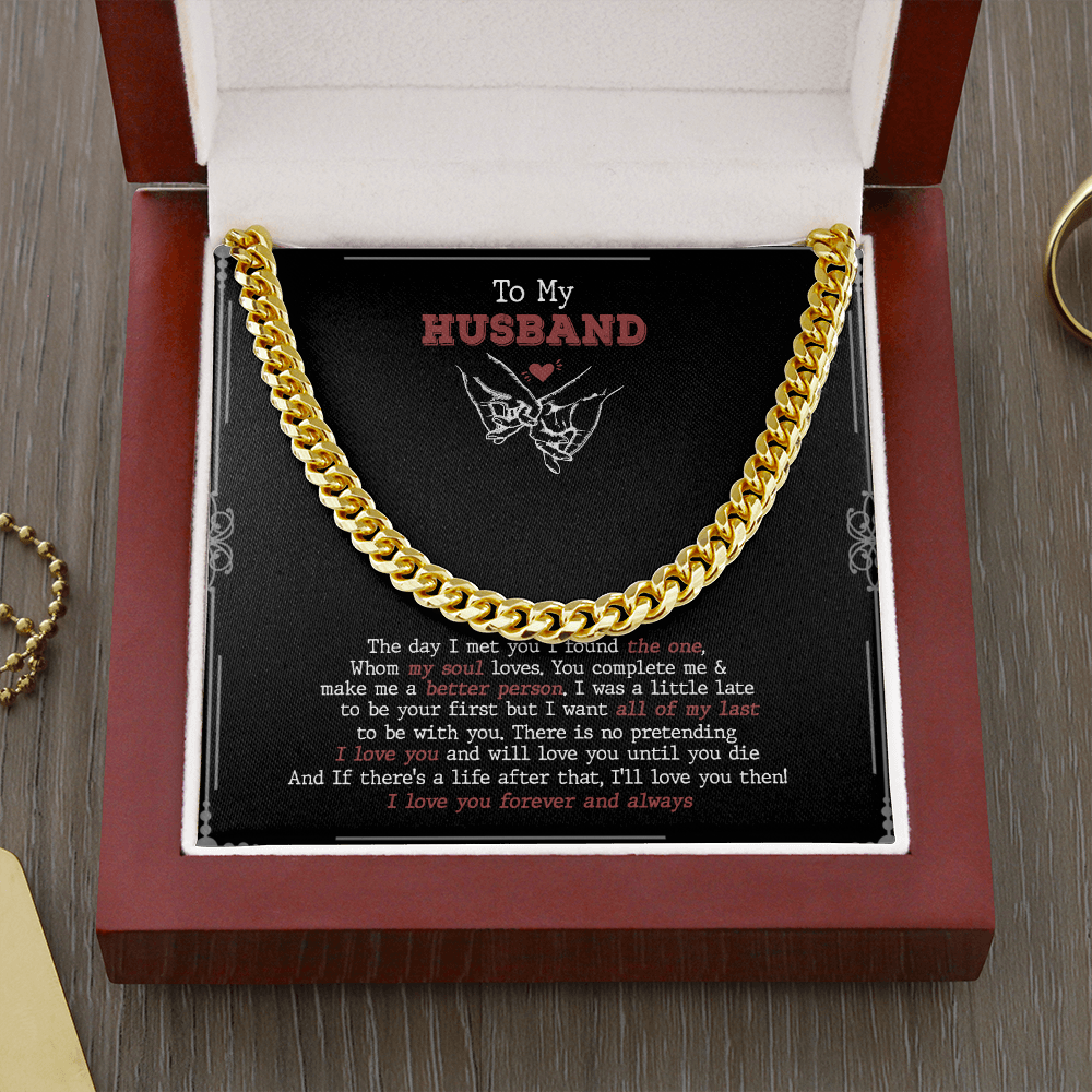 To My Husband - You Complete Me &amp; I Love You - Cuban Link Chain SO92V