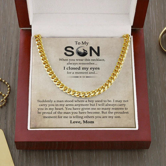 To My Son - I Will Always Carry You In My Heart - Cuban Link Chain SO15V - Charming Present