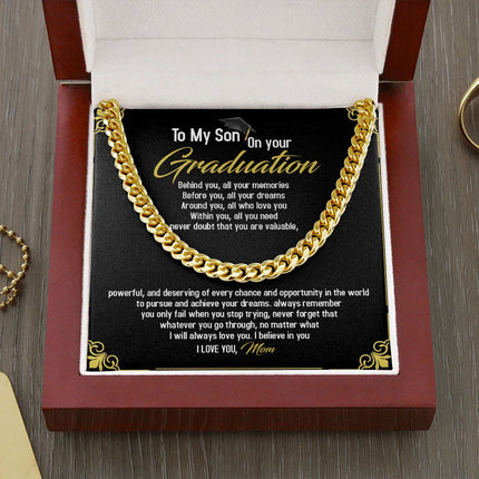 To My Son - Congratulations On Your Graduation - Cuban Link Chain SO97T - Charming Present