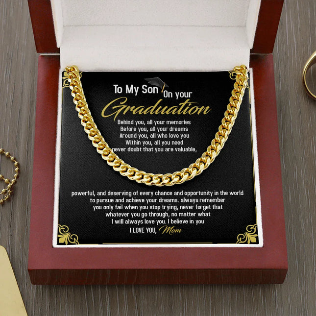 To My Son - Congratulations On Your Graduation - Cuban Link Chain SO97T - Charming Present