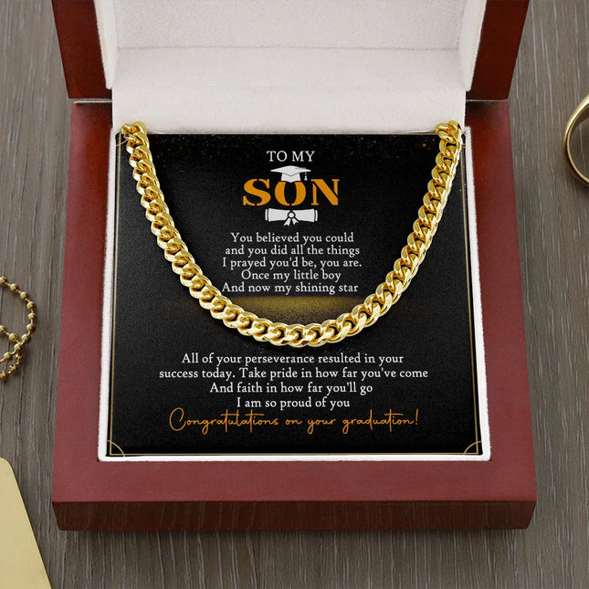 To My Son - Congratulations On Your Graduation - Cuban Link Chain SO95V - Charming Present