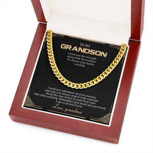 To My Grandson - Remember How Much You Are Loved - Cuban Link Chain SO136T