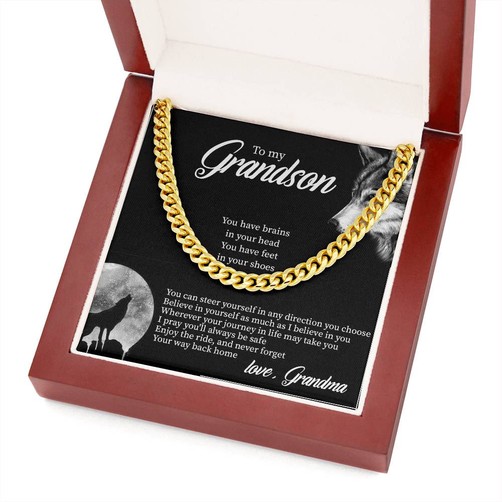 To My Grandson - Believe In Yourself As Much As I Believe In You - Cuban Link Chain SO132T