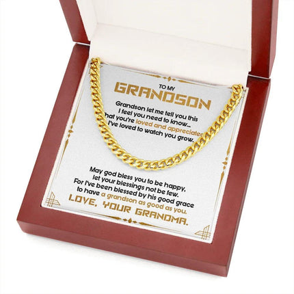 To My Grandson - May God Bless You To Be Happy - Cuban Link Chain SO122T - Charming Present