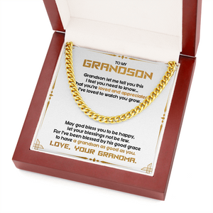 To My Grandson - May God Bless You To Be Happy - Cuban Link Chain SO122T