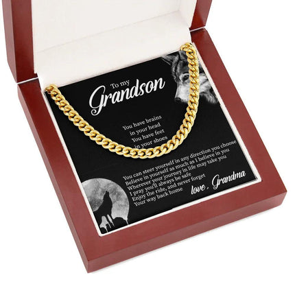 To My Grandson - Believe In Yourself As Much As I Believe In You - Cuban Link Chain SO132T - Charming Present