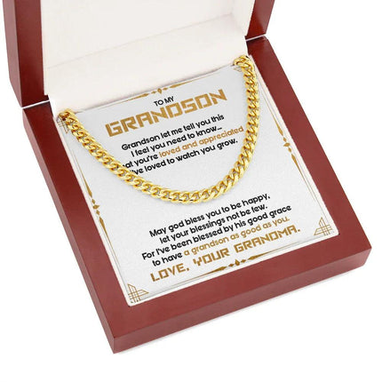 To My Grandson - May God Bless You To Be Happy - Cuban Link Chain SO122T - Charming Present