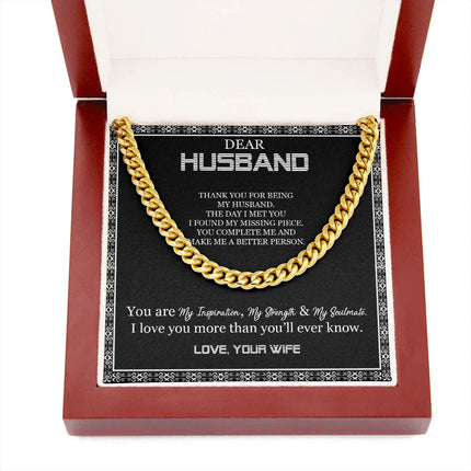 Dear Husband - Thank You For Being My Husband - Cuban Link Chain SO103T - Charming Present