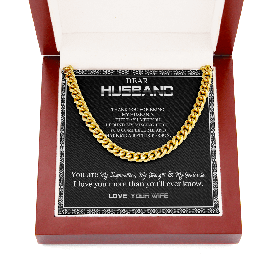Dear Husband - Thank You For Being My Husband - Cuban Link Chain SO103T