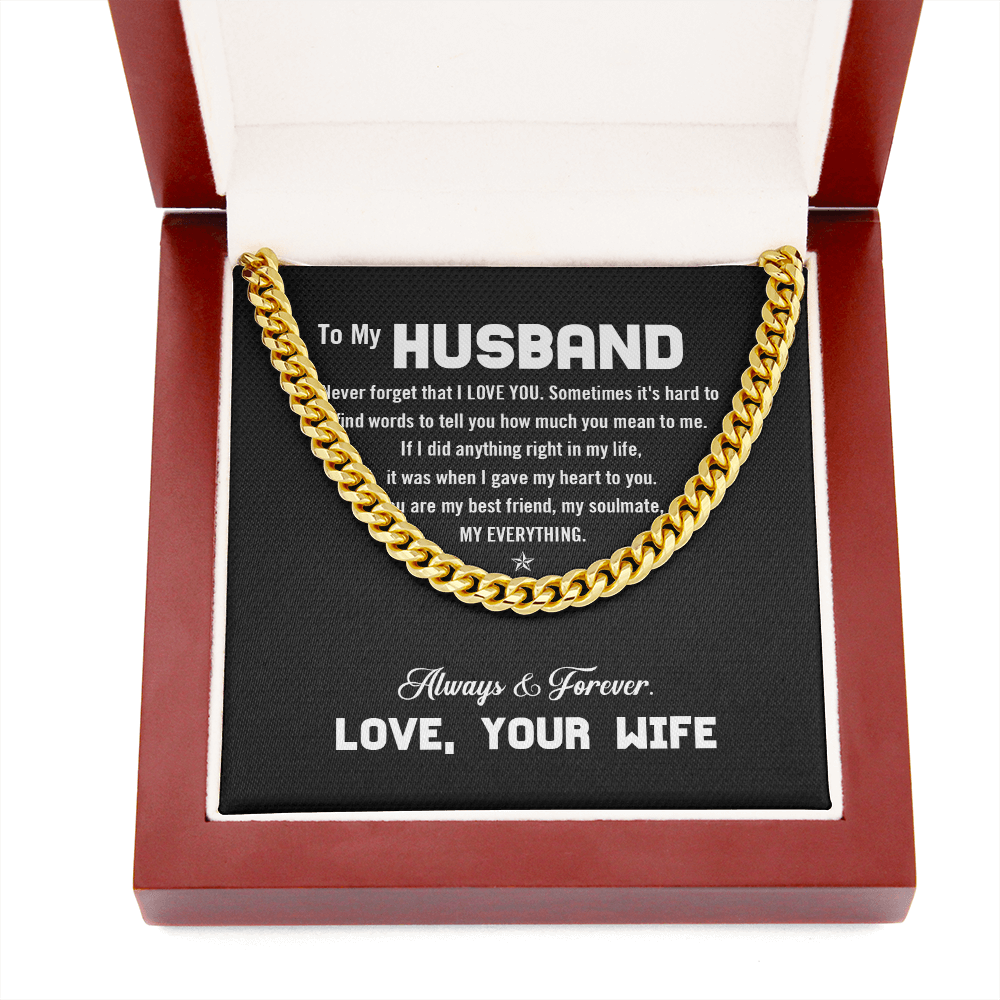 To My Husband - I Love You - Cuban Link Chain KT12